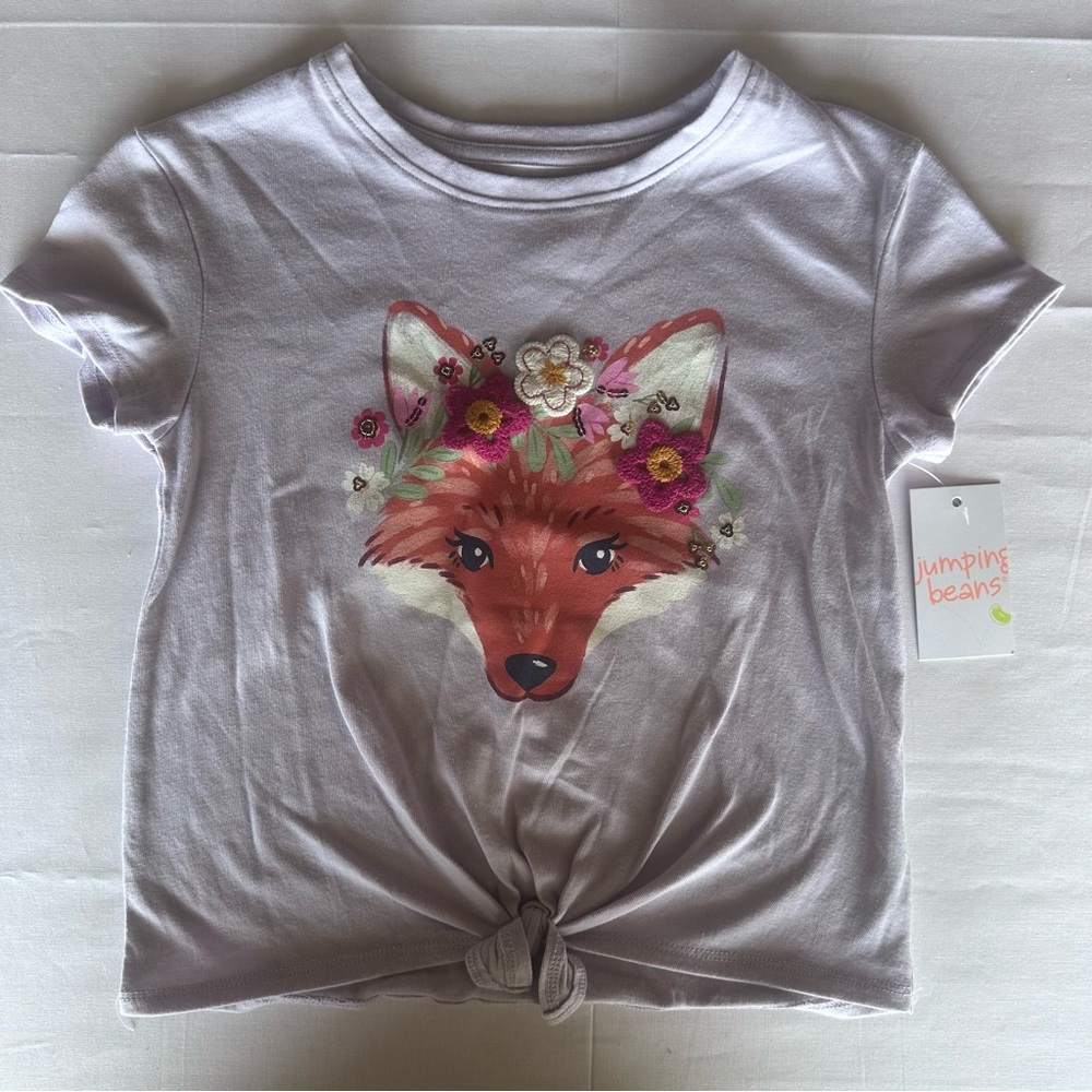 Jumping Beans Kids' Fox Floral T-Shirt - Light Purple
